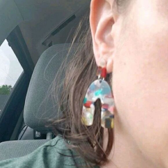 Colorful Acrylic Dangle Shoe Horse Shaped Earrings - Picture 9 of 10